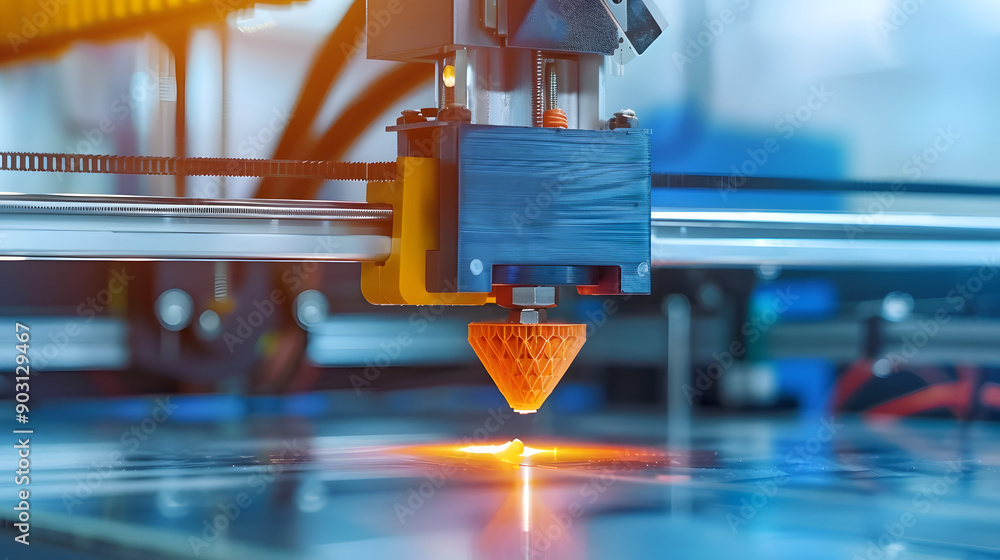 Aufkleber 3d printer creating customized product in a small business workshop