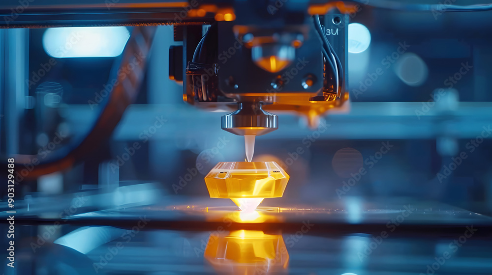 Aufkleber 3d printer creating customized product in a small business workshop
