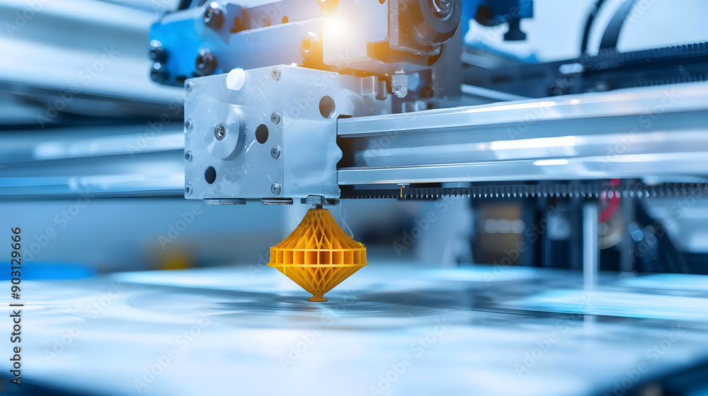 Aufkleber 3d printer creating customized product in a small business workshop