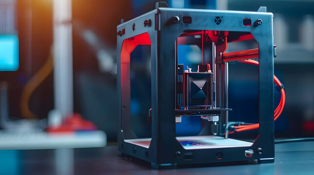 3D printer creating customized product in a small business workshop 