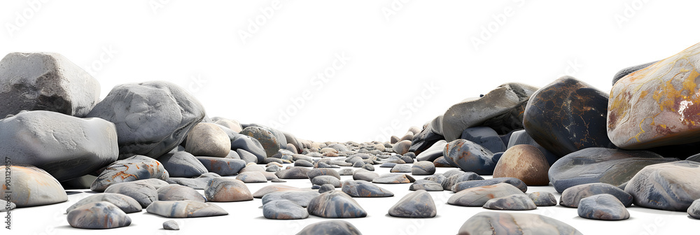 Aufkleber 3d render of rocks around the edge. placed on top of each other to form an oval shape with white bac