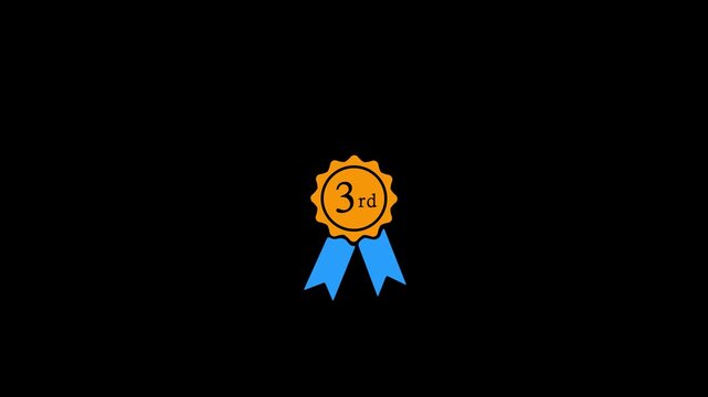 gold medal third rank award, gold medal award icon, champion medal, medal number three.