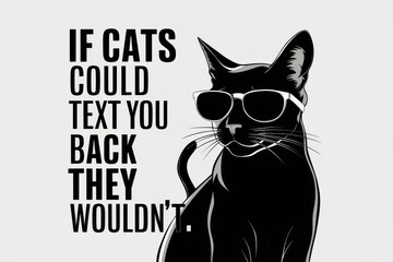 Funny Cool Cat in Sunglasses with Text Quote - Humorous Animal Illustration