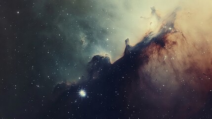 Obraz premium A cluster of stars in the center of a clear sky, surrounded by shining stars in the foreground and another cluster of distant stars in the distance