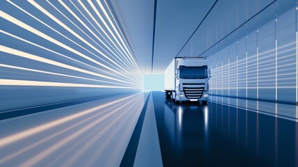 A digital illustration of a logistics office with advanced logistics systems, with copy space, high-resolution photo, realistic photo