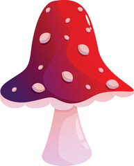 Bright red mushroom with white spots growing in the wild