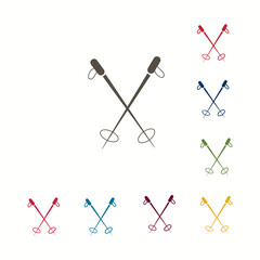 ski poles multi color style icon.Vector