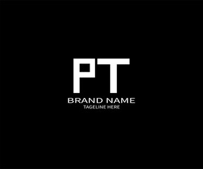 PT letter logo creative design. PT unique design. PT letter logo design on black background