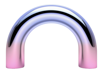 Arch  icon png holographic fluid chrome shape, transparent background