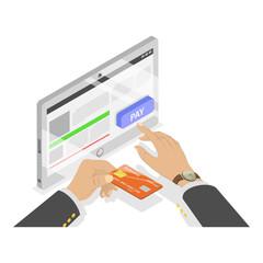 3D Isometric Flat Illustration of Online Payment, E-commerce and Digital Purchase. Item 1
