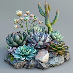 Fototapeta premium Close-up image of a succulent plant, showcasing its detailed, fleshy leaves. Perfect for themes of nature, minimalism, and indoor gardening