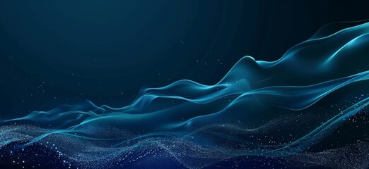 Dark blue background with light trails of data flowing, symbolizing the flow and fast performance of AI technology networking and progress