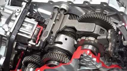 Direct-shift gearbox DSG transmission cutaway. Car parts automotive concept