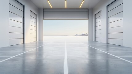 A modern logistics office with a clean road and advanced transport management systems, with copy space, high-resolution photo, realistic photo