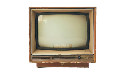 Vintage Wooden Television Set with Knobs and Screen Showing Antenna Display