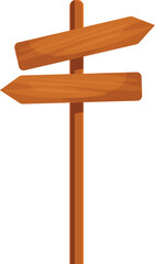Blank wooden direction sign pointing in different directions