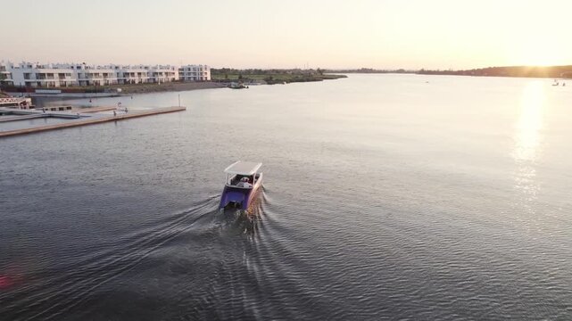 Summer vacation, a man rides a water scooter and does acrobatic moves