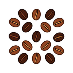 Piles of Coffee Beans Vector Illustration.