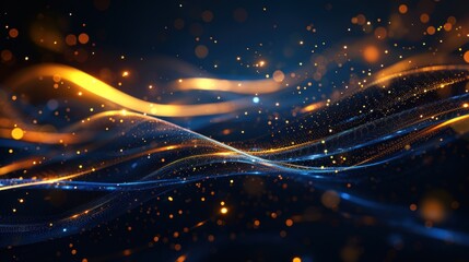 Obraz premium Abstract Blue and Orange Waves with Glittering Particles