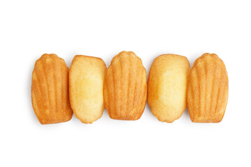 Sweet Madeleine cookies on white background