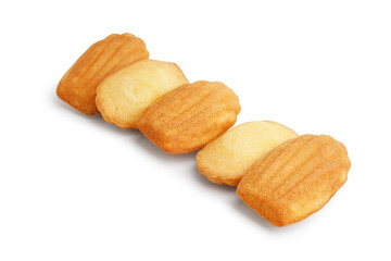 Sweet Madeleine cookies on white background