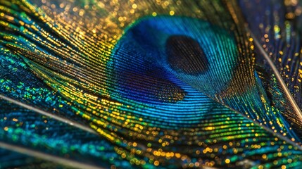 Fototapeta premium Close-up of Vibrant Peacock Feather.