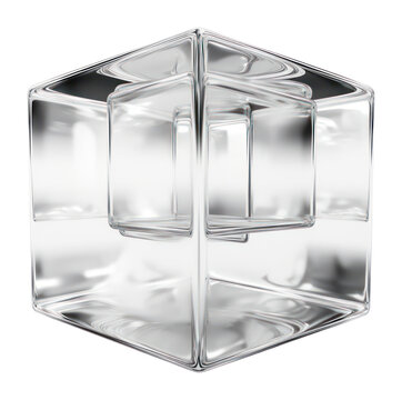 recommend clip art: PNG A cube outline silver glass white background.