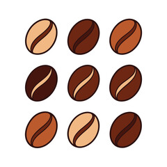 Piles of Coffee Beans Vector Illustration.