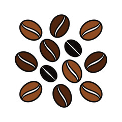 Piles of Coffee Beans Vector Illustration.