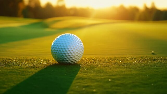Golf ball on green golf course at