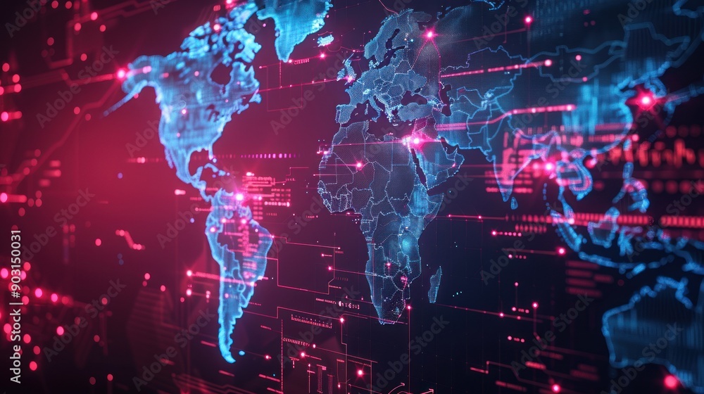 Poster a digital representation of the earth with network connections