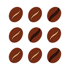 Piles of Coffee Beans Vector Illustration.