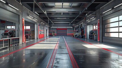 car workshop, offering high-quality and high-tech car repair services, High-quality service of auto technics