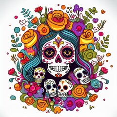 Obraz premium The day of the Dead clipart, isolated vector illustration.
