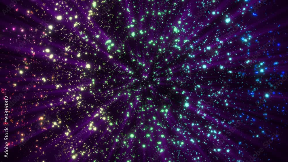 Poster abstract background of bright multi-colored glowing shiny dots of bokeh stars and circles of beautif
