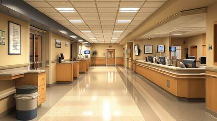 Empty Nurses Station at a Hospital