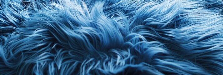Obraz premium Close-up of bright blue synthetic fur showcasing soft, fluffy texture. Concept of fabric and textile texture.