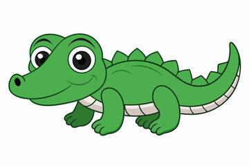 Cute Crocodile Vector Line Art Illustration on White Background