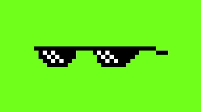 Pixel glasses meme, pixel glasses, glasses animation, green screen video, sunglasses meme, like a boss meme, pixel art, video, fun, glasses icon