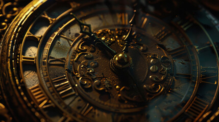 Obraz premium A close up of a clock with roman numerals showing the time as 10:30