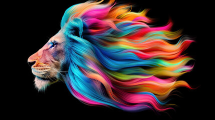  A lion's head with a vibrant mane, accompanied by the word meds