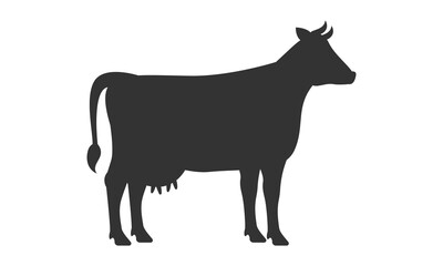 Cow silhouette on white background. Vector illustration.