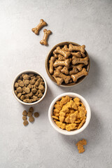 Pet food. Dry food for cats, dogs and bunnies. Nutrition for pets