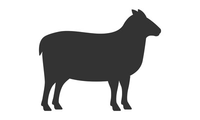 Sheep silhouette on white background. Vector illustration.