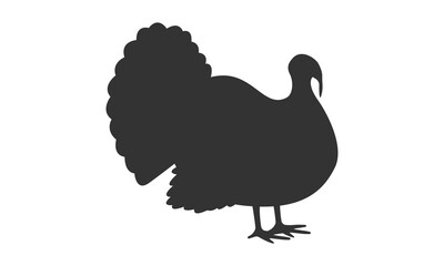Turkey silhouette on white background. Vector illustration.