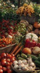 Autumn harvest, farmers market, local produce, abundance, seasonal