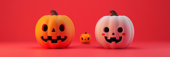 Obraz premium Halloween simple cute background with space for text, kawaii, happy style