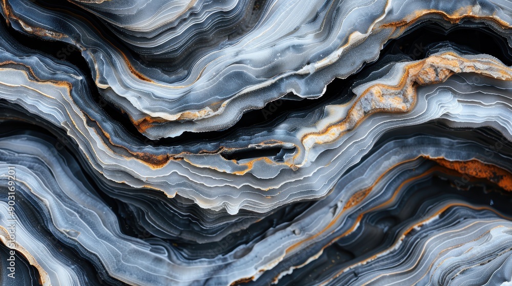 Poster an image showcasing an abstract geological pattern with intricate layers and formations, characteriz