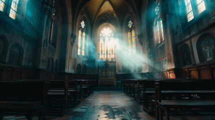 Fototapeta premium A church with stained glass windows