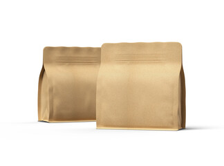 Render of a square paper doy-pack package with zipper on a transparent background